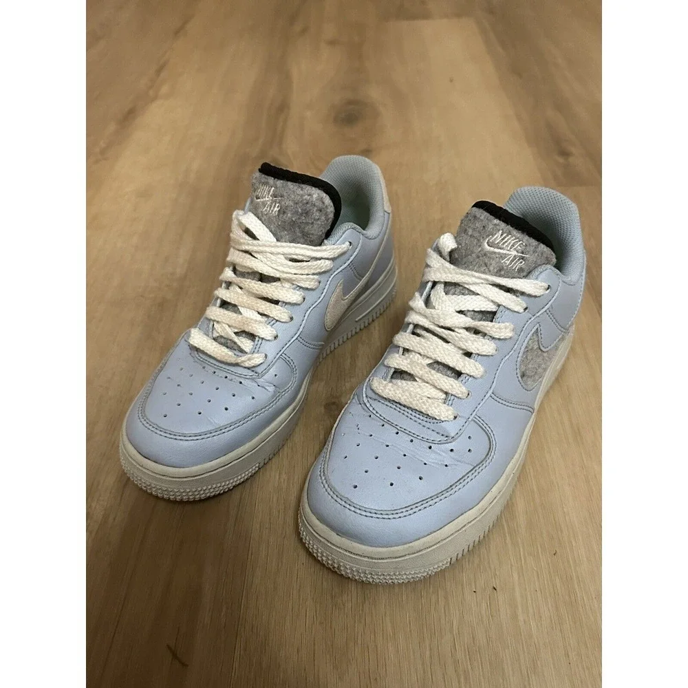 Nike Air Force 1 Youth Size 6 DA6682-400 Blue Recycled Wool‎ Low Top